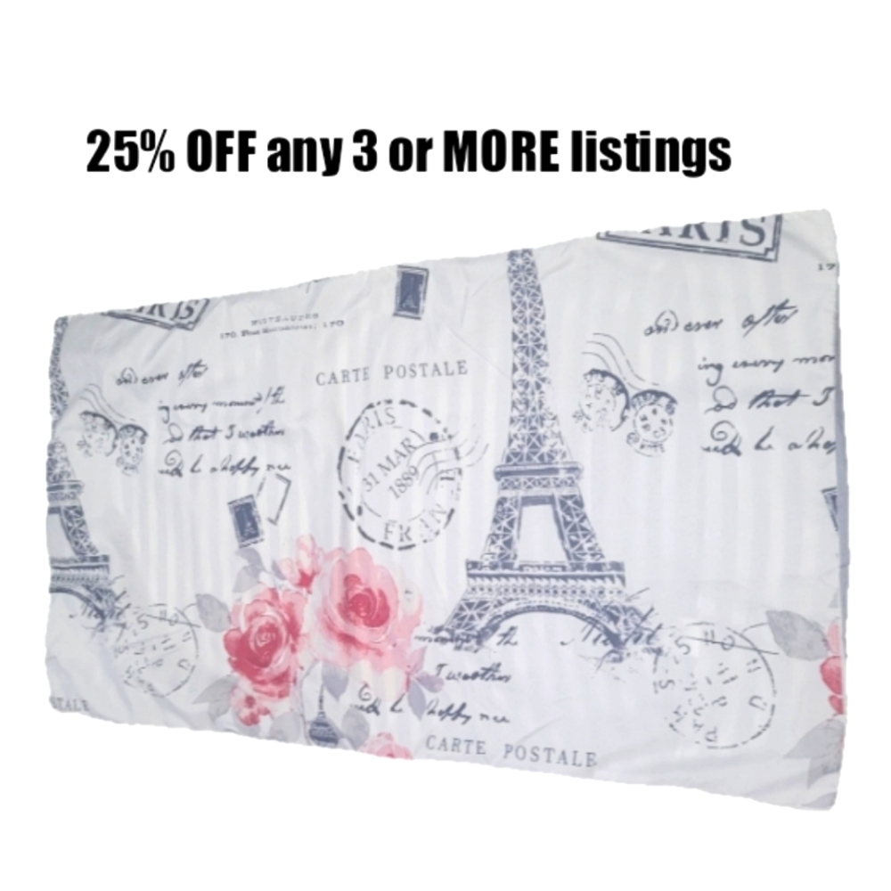 King Pillowcase Paris Graphic Print Pattern Bedding Decor Stripe Eiffel Tower